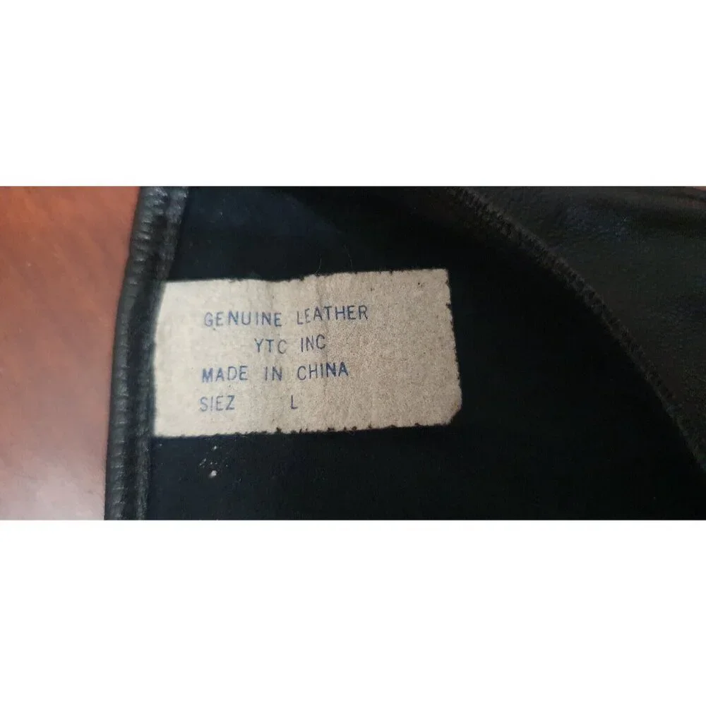 Vintage - Ladies Women's Black Genuine Leather Gloves Size Large Xs Front Strap